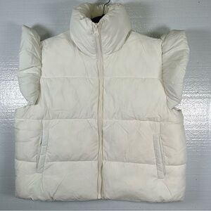 Simply Southern White Puffer Vest with Ruffle Sleeve Women’s Size XL/XXL NWT